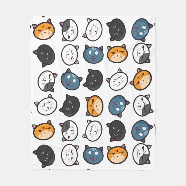 Couverture Polaire Cat drôle Emoji Blanche polaire (Devant)