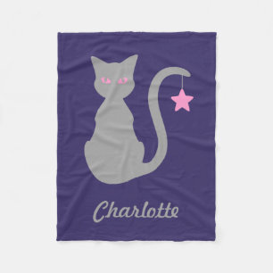 Couverture Polaire Cat gris blanc