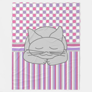 Couverture Polaire Cat Gris Dormant Motif polaire Blanche