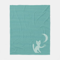Cat playing with Moon and Star Teal