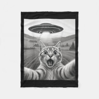 Couverture Polaire Cat Selfie With Alien Ufo Funny Cat Gifts For Men 