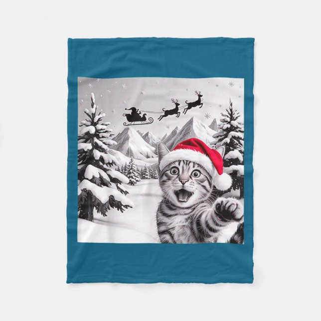 Couverture Polaire Cat Selfie With Santa  (Devant)