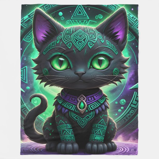 Couverture Polaire Cat vert Rune Blanche (Devant)