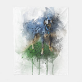 Couverture Polaire Catahoula léopard bleu en aquarelle