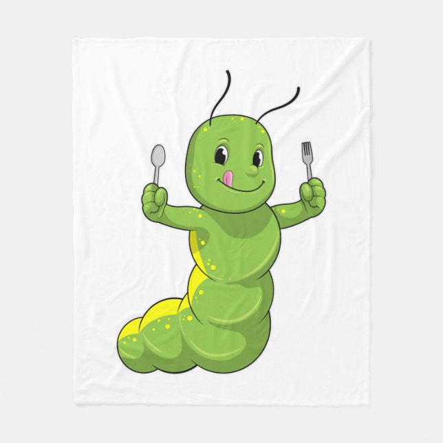 Couverture Polaire Caterpillar avec cuillère et fourche (Devant)