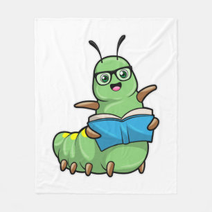Couverture Polaire Caterpillar Nerd avec livre et lunettes