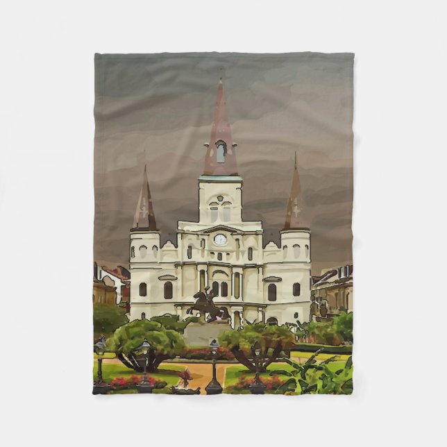Couverture Polaire Cathédrale de la Nouvelle-Orléans Stade Blanket (Devant)