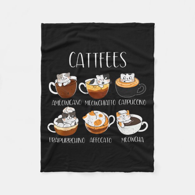 Couverture Polaire Cats &amp; Coffee Lover Funny Caffeine Quote Cattf (Devant)