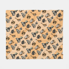 Couverture Polaire Cats d'étude utile Jaune Blanche en polaire