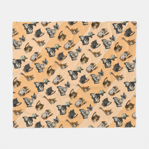 Couverture Polaire Cats d'étude utile Jaune Blanche en polaire