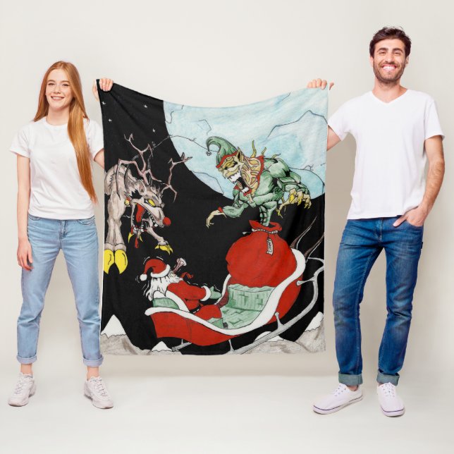 Couverture Polaire cauchemar de Noël Custom Fleece Blanket (En situation)