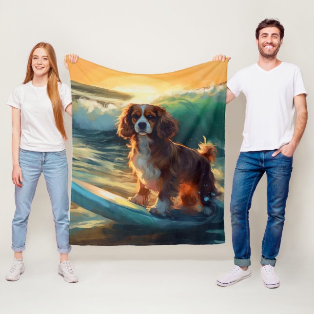 Couverture Polaire Cavalier King Beach Surf Peinture (En situation)