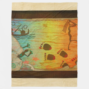 Couverture Polaire Cave Dwelling Native American Fleece Blanche