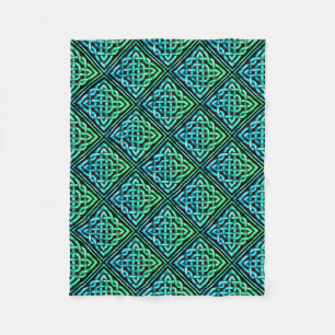Couverture Polaire Ceinture celtique - Blanche polaire bleu diamant