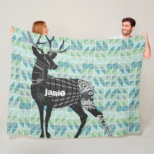 Couverture Polaire Ceinture de Motif à vapeur de cerf Abstrait géomét (En situation)
