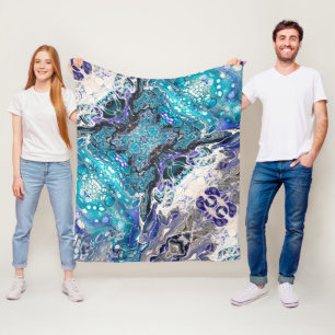 Couverture Polaire Cellules de peinture Abstraites bleu turquoise noi