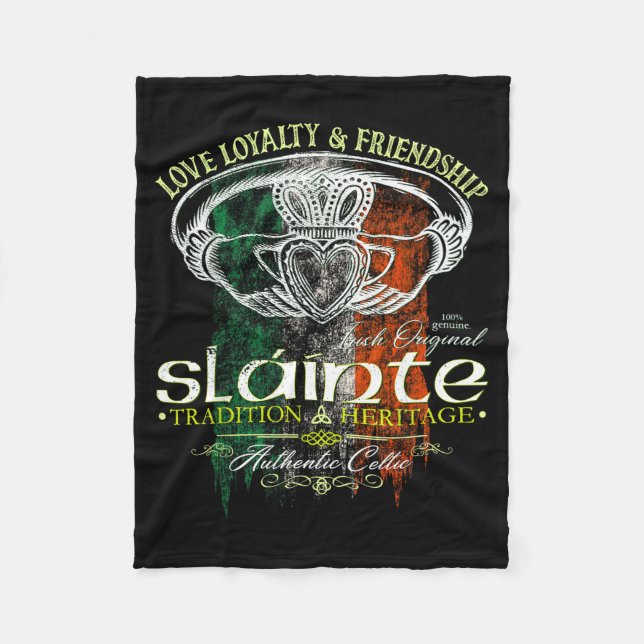 Couverture Polaire Celtic Claddagh Slainte Nge Irish Flag St. Patrick (Devant)