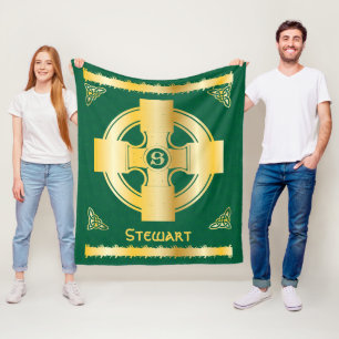 Couverture Polaire Celtic Cross and Knot Letter S Monogram et nom