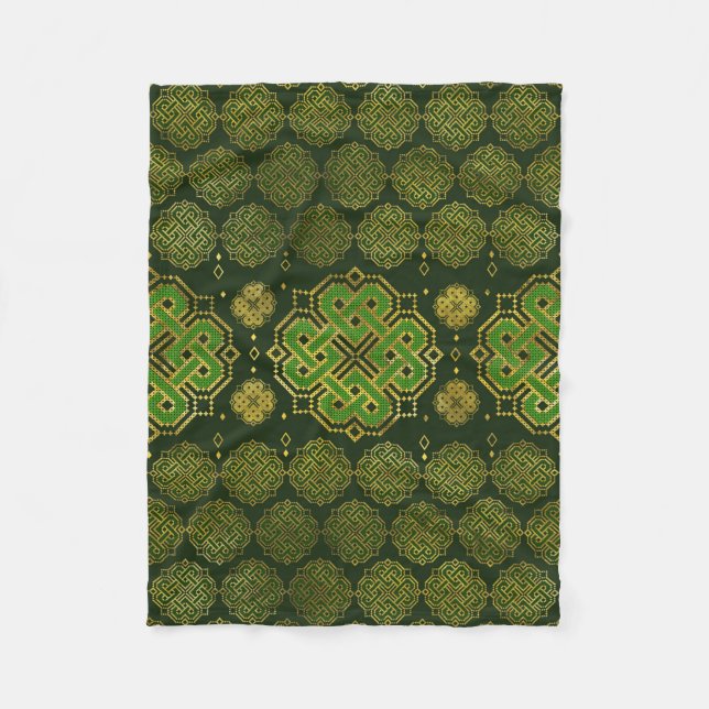 Couverture Polaire Céltic Endless Knot - Shamrock à quatre feuilles (Devant)