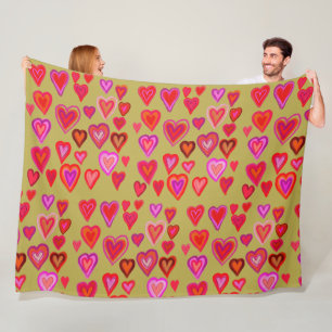 Couverture Polaire Cent coeurs Blanche polaire