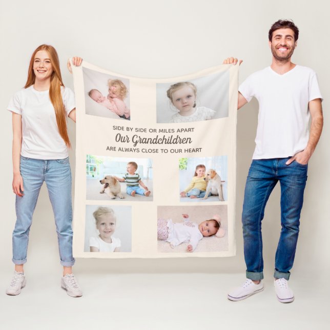 Couverture Polaire Céramique latérale 6 Photo Petits-enfants Collage (En situation)