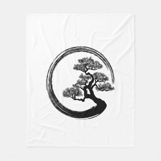 Couverture Polaire Cercle de zen d'Enso et arbre de bonsaïs (Devant)