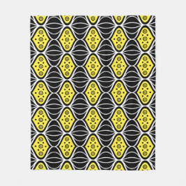 Couverture Polaire Cercle Jaune Noir Art Déco Ovale Motif moderne