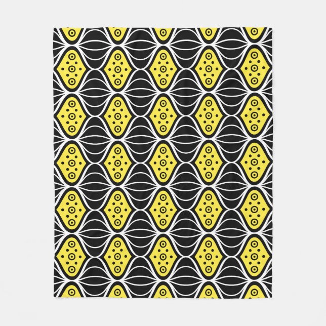 Couverture Polaire Cercle Jaune Noir Art Déco Ovale Motif moderne (Devant)