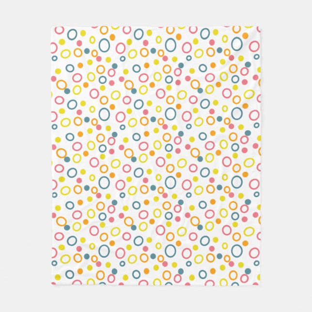 Couverture Polaire Cercles orange jaune turquoise Points (Devant)