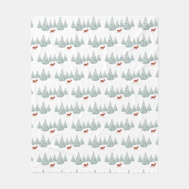 Couverture Polaire Cerf Brown sous les épinettes neigeuses (Devant)