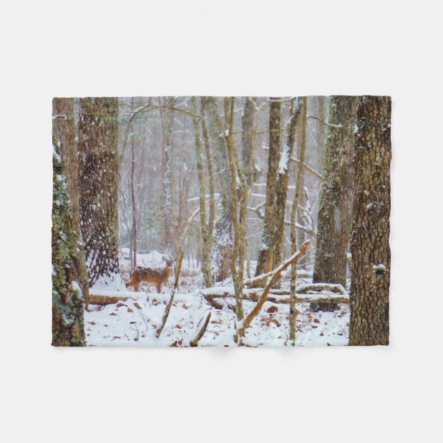 Couverture Polaire Cerf dans la tempête de neige (Devant (Horizontal))