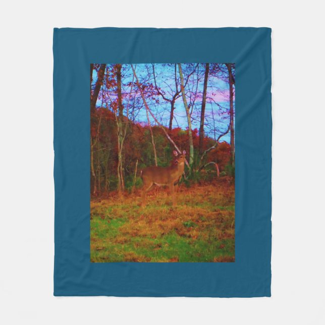 Couverture Polaire Cerf dans les arbres (Devant)