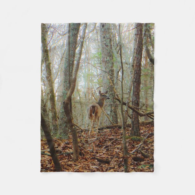 Couverture Polaire Cerf dans les arbres (Devant)