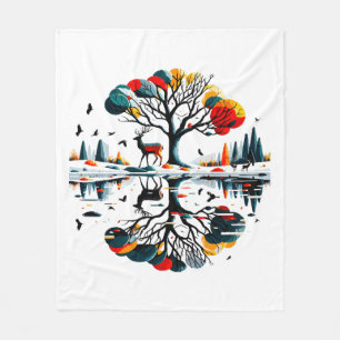 Couverture Polaire Cerf majestueux dans la forêt hivernale enneigée