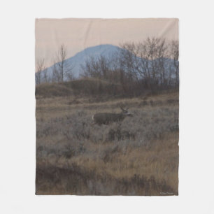 Couverture Polaire Cerf mulet D12 et collines de Sweet Grass