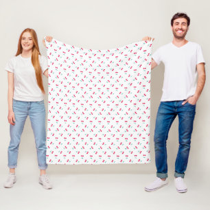 Couverture Polaire Cerise mignonne Cerises esthétiques Motif Blanc