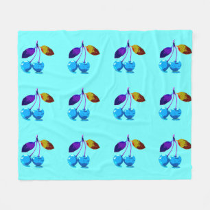 Couverture Polaire Cerises bleues vives