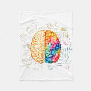 Couverture Polaire Cerveau Coloré - Science Et Art - Neuroscience Ne