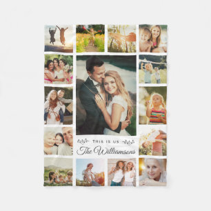 Couverture Polaire C'EST US Custom Family Name Photo Collage Modern