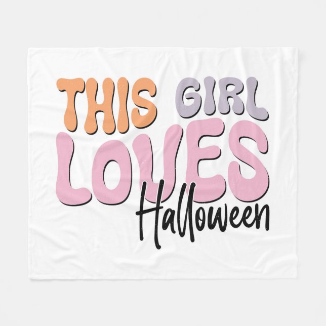 Couverture Polaire Cette fille adore Halloween (Devant (Horizontal))