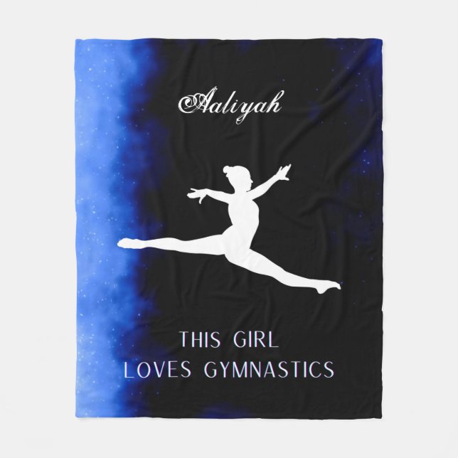 Couverture Polaire Cette Fille Aime La Gymnastique Noir, Bleu, Blanc (Devant)