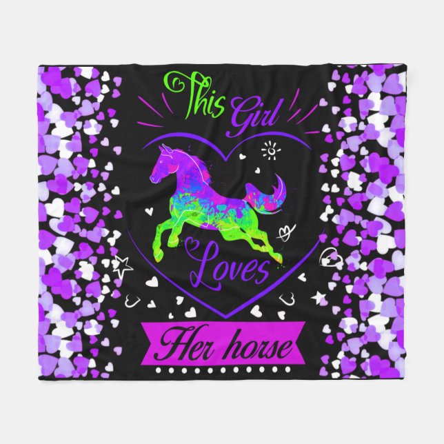 Couverture Polaire Cette Fille Aime Son Cheval (Devant (Horizontal))