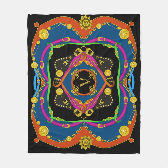 Couverture Polaire Chaîne baroque d'or : Motif élégant. (Devant)