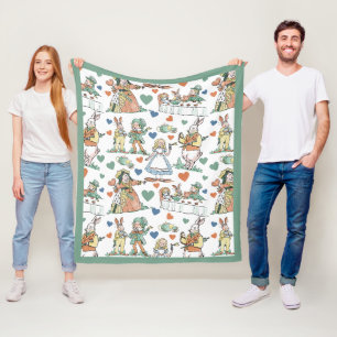 Couverture Polaire Chambre de jeu de style rétro inspirée d'Alice au