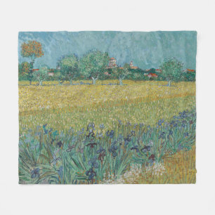 Couverture Polaire Champ aux iris près d'Arles Vincent Van Gogh