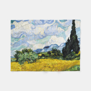 Couverture Polaire Champ de blé Vincent Van Gogh avec Cyprès