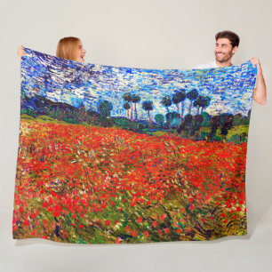 Couverture Polaire Champ de coquelicots, Van Gogh