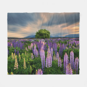 Couverture Polaire Champ de lupin en Nouvelle Zélande