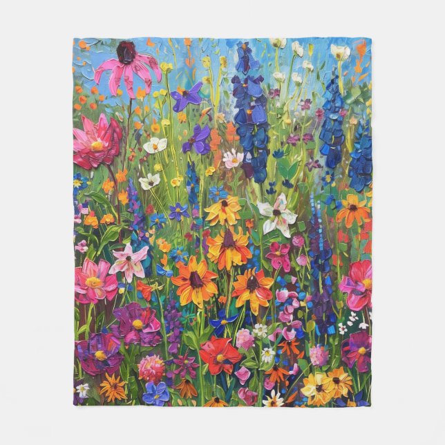 Couverture Polaire Champ fleur sauvage Peinture acrylique (Devant)