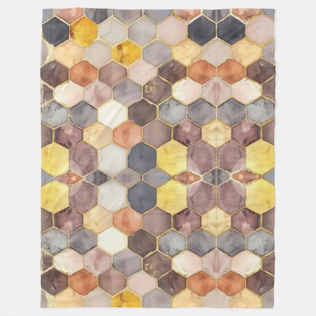 Couverture Polaire Champagne Blush au peigne de miel de Glam Abstrait (Devant)